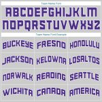 Custom Name Number Gray White Purple Authentic Throwback Baseball Jersey Shirt Rib-Knit Design Personalized Gray White-Purple