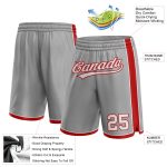 Custom Team Name Number Basketball Shorts Gray White Red Authentic Personalized Gray White-Red Authentic Basketball Shorts