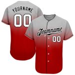 Custom Name and Number Gray White-Red Authentic Fade Fashion Baseball Jersey - Personalized Team Apparel Personalized Gray