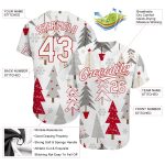 Customizable 3D Christmas Baseball Jersey - Personalized Gray White-Red Team Name & Number Personalized Gray White-Red Christmas