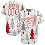 Customizable 3D Christmas Baseball Jersey - Personalized Gray White-Red Team Name & Number Personalized Gray White-Red Christmas