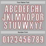 Custom Authentic Baseball Jersey with Team, Name, and Number - Personalized Gray, White, Red, and Gold Personalized Gray
