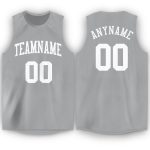 Custom Team Basketball Jersey with Personalized Name and Number - Gray White Round Neck Personalized Gray White Round Neck