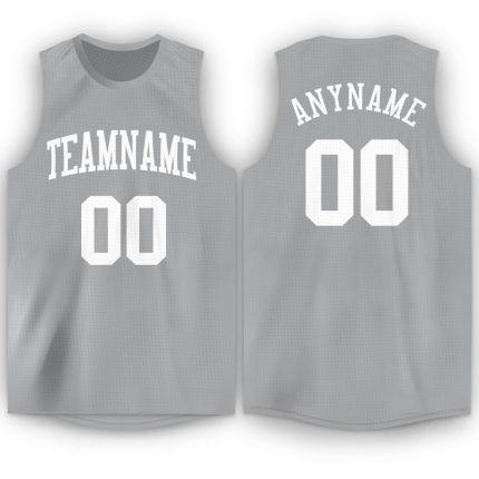 Custom Team Basketball Jersey with Personalized Name and Number - Gray White Round Neck Personalized Gray White Round Neck