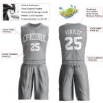 Custom Basketball Jersey Personalized with Name & Number, Gray White Round Neck Suit Personalized Gray White Round Neck Suit