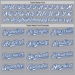 Custom Name and Number Baseball Jersey in Gray White-Royal - Personalized Authentic 3 Color Arm Shapes Personalized Gray