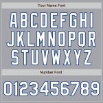 Custom Name and Number Baseball Jersey in Gray White-Royal - Personalized Authentic 3 Color Arm Shapes Personalized Gray
