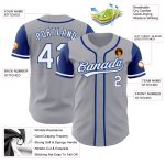 Personalized Authentic Two Tone Gray White-Royal Baseball Jersey Personalized Gray White-Royal Authentic Two Tone Baseball