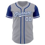 Custom Name and Number Baseball Jersey - Authentic Two Tone Gray White-Royal Team Jersey Personalized Gray White-Royal Authentic