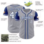 Custom Name and Number Baseball Jersey - Authentic Two Tone Gray White-Royal Team Jersey Personalized Gray White-Royal Authentic
