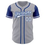 Personalized Authentic Two Tone Gray White-Royal Baseball Jersey Personalized Gray White-Royal Authentic Two Tone Baseball