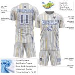 Custom Name Number Soccer Jersey - Personalized Gray White-Royal Pinstripe Sublimation Uniform Personalized Gray White-Royal