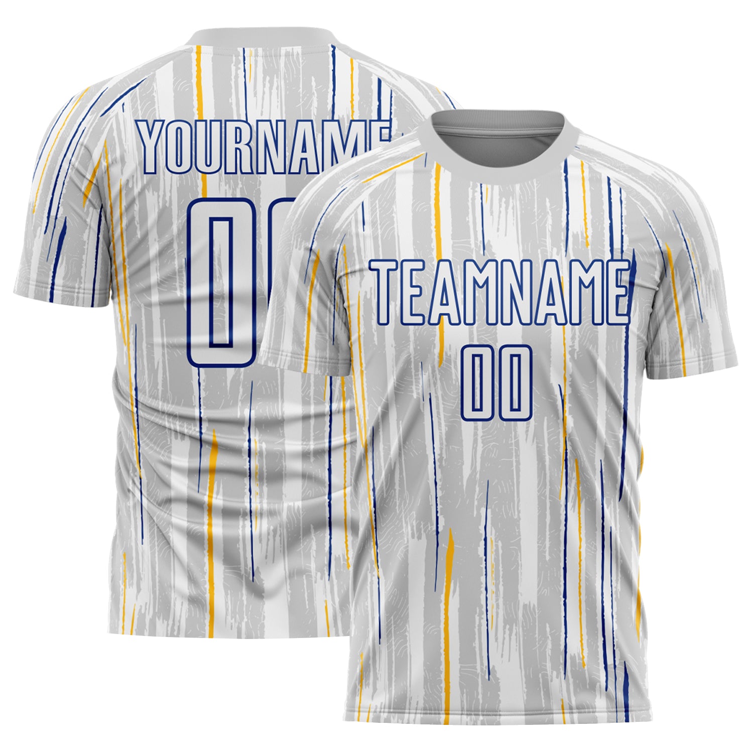 Custom Name Number Soccer Jersey - Personalized Gray White-Royal Pinstripe Sublimation Uniform Personalized Gray White-Royal