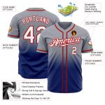 Custom Gray White Royal-Red Baseball Jersey with Personalized Name and Number - Authentic Fade Design Personalized Gray White