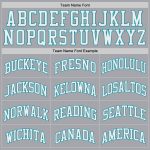 Customizable Authentic Throwback Basketball Jersey - Personalized Gray White Teal with Team Name & Number Personalized Gray