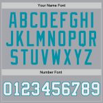 Customizable Authentic Throwback Basketball Jersey - Personalized Gray White Teal with Team Name & Number Personalized Gray
