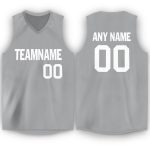 Custom Basketball Jersey with Personalized Name and Number in Gray and White V-Neck Design Personalized Gray White V-Neck