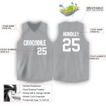 Custom Basketball Jersey with Personalized Name and Number in Gray and White V-Neck Design Personalized Gray White V-Neck