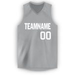 Custom Basketball Jersey with Personalized Name and Number in Gray and White V-Neck Design Personalized Gray White V-Neck
