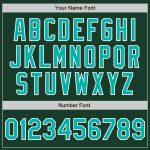 Custom Name and Number Bomber Jacket for Teams - Personalized Aqua-White Varsity Letterman Full-Snap Jacket Personalized