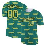 Personalized Aurora Green-Black 3D Crocodile Performance T-Shirt with Custom Name and Number Personalized Green Aurora Green-Black