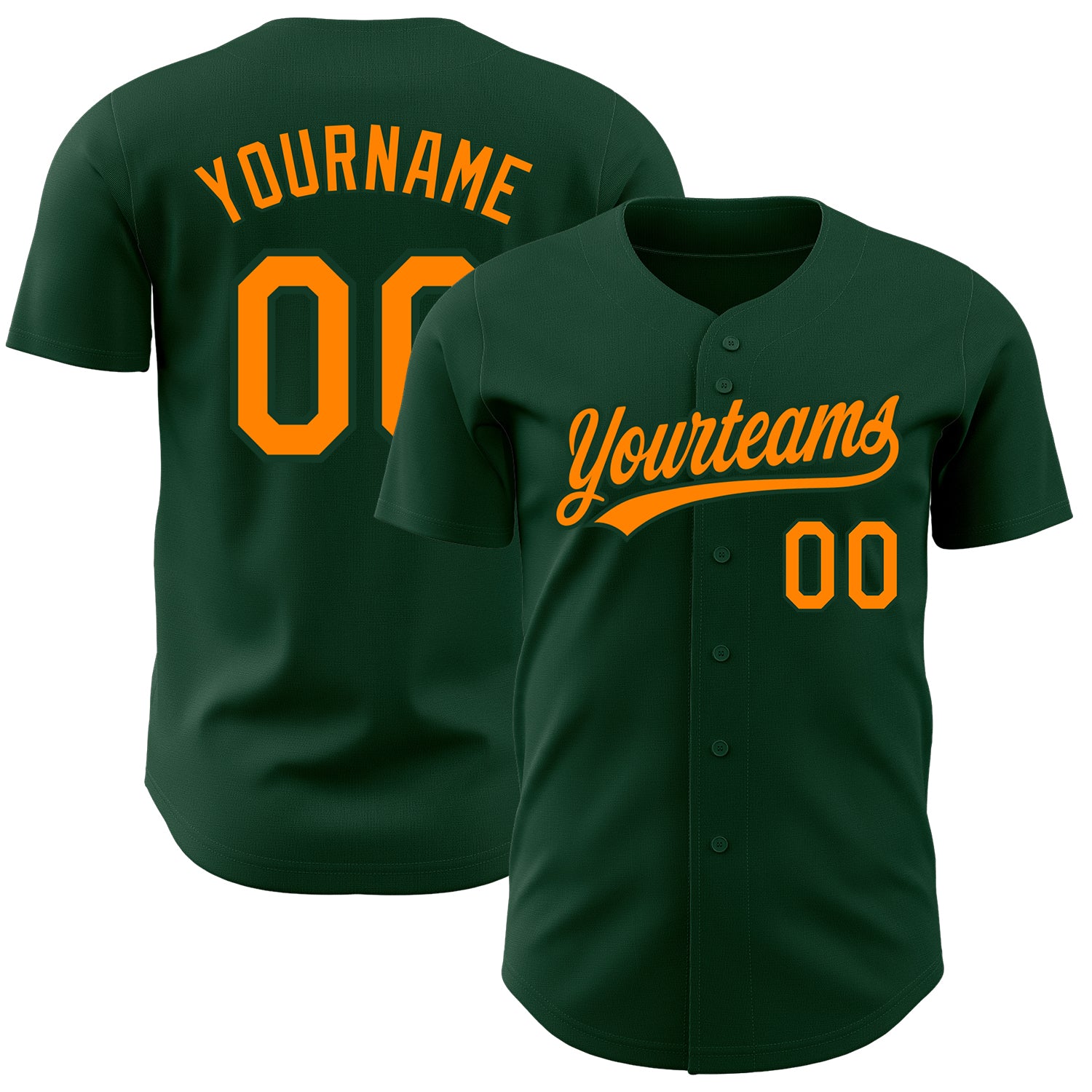 Custom Orange Green Bay Baseball Jersey - Personalized Team Name & Number Authentic Personalized Green Bay Orange Authentic