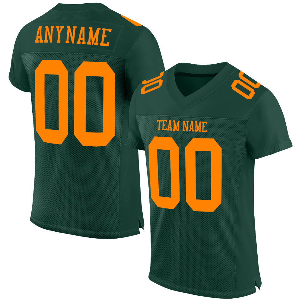 Custom Green Bay Football Jersey - Personalized Orange Mesh with Name & Number, Authentic Team Gear Personalized Green Bay