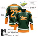 Custom Green Bay Hockey Lace Neck Jersey - Personalized Orange-White Team Name and Number Personalized Green Bay Orange-White
