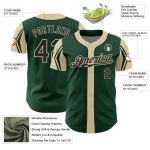Custom Baseball Jersey with Personalized Name and Number, Green Black City Cream, 3 Colors, Arm Shapes, Authentic Design