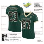 Custom Team Football Jersey with Personalized Name and Number in Green Black-Cream Mesh Personalized Green Black-Cream Mesh