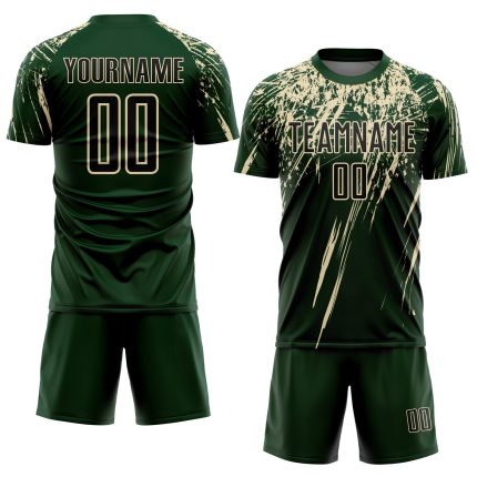 Custom Sublimation Soccer Jersey with Personalized Name and Number - Green Black-Cream Team Uniform Personalized Green Black-Cream