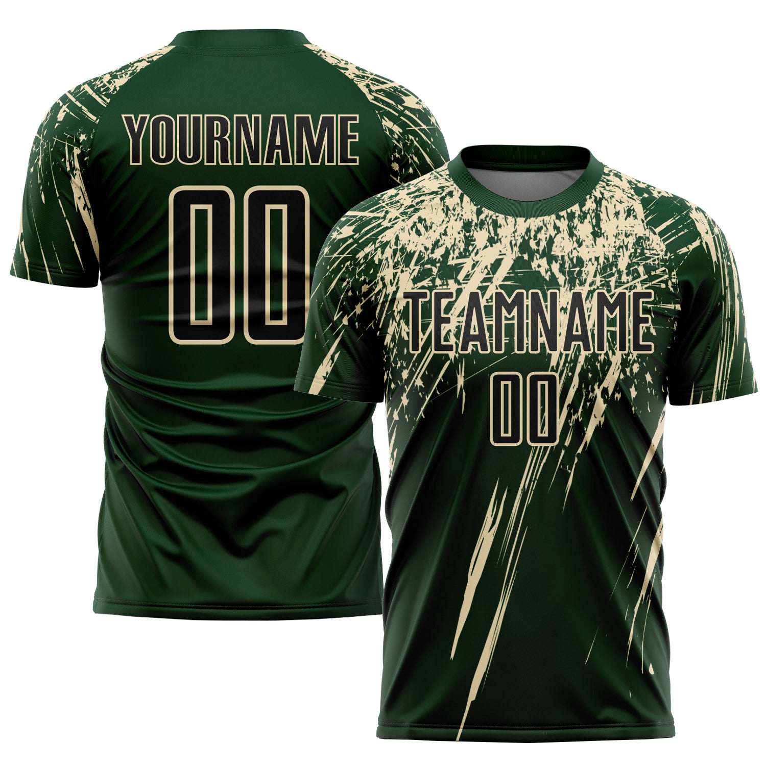 Custom Sublimation Soccer Jersey with Personalized Name and Number - Green Black-Cream Team Uniform Personalized Green Black-Cream