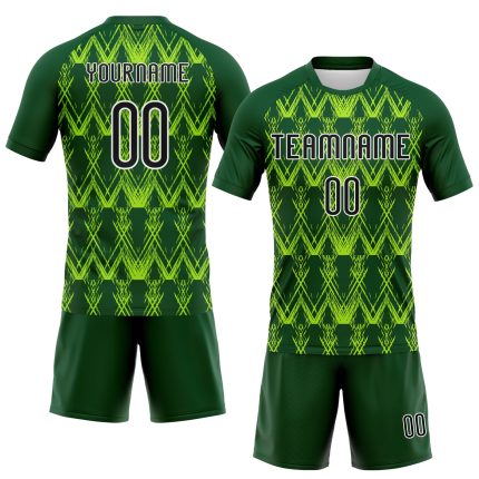 Customizable Volleyball Jersey with Neon Green Abstract Design - Personalized Team Name & Number - Green Black Sublimation Uniform