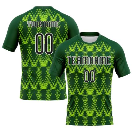 Customizable Volleyball Jersey with Neon Green Abstract Design - Personalized Team Name & Number - Green Black Sublimation Uniform