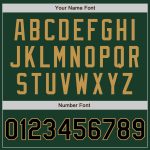 Custom Team Name Number Varsity Letterman Jacket Personalized Green Black Old Gold Bomber Full-Snap Personalized Green Black-Old