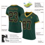Custom Name and Number Personalized Green Black Old Gold Authentic Football Jersey, Team Apparel Personalized Green Black-Old