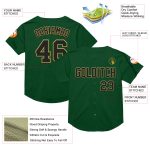Custom Black Green Old Gold Baseball Jersey with Personalized Name and Number - Authentic Throwback Design Personalized Green