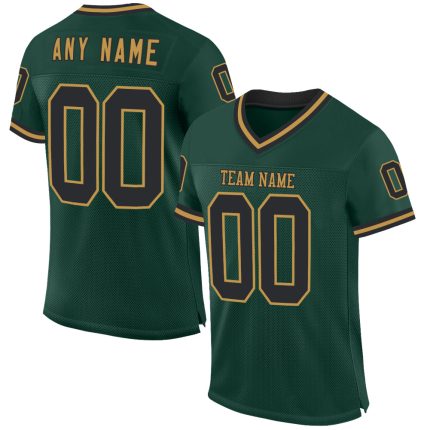 Customizable Football Jersey - Personalized Green Black Old Gold Mesh with Name & Number - Authentic Throwback Design Personalized