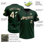 Custom Name and Number Unisex Softball Jersey - Personalized Green and Black Pinstripe Two-Button Cream Design Personalized