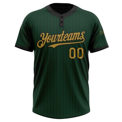 Custom Team Softball Jersey - Personalized Green Black Pinstripe Two-Button Unisex with Name & Number Personalized Green