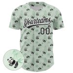 Custom Panda 3D Pattern Baseball Jersey - Personalized Team Jersey with Name and Number in Green, Black, and White Personalized