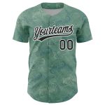Custom Name and Number Baseball Jersey - Personalized 3D Pattern Green Black-White Crocodile and Plant Design Personalized