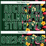 Custom Name Number Tropical Flamingo 3D Performance T-Shirt - Green Black White Hawaiian Plant Animal Design Personalized