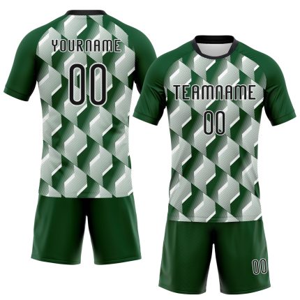 Custom Volleyball Jersey with Personalized Name and Number - Green Black-White Geometric Design Personalized Green Black-White