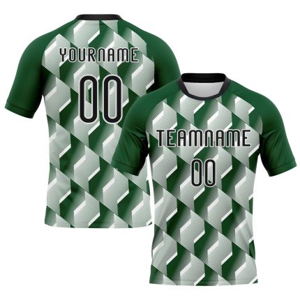 Custom Volleyball Jersey with Personalized Name and Number - Green Black-White Geometric Design Personalized Green Black-White