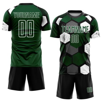 Custom Name and Number Soccer Jersey for Team - Personalized Green and Black-White Sublimation Uniform Personalized Green