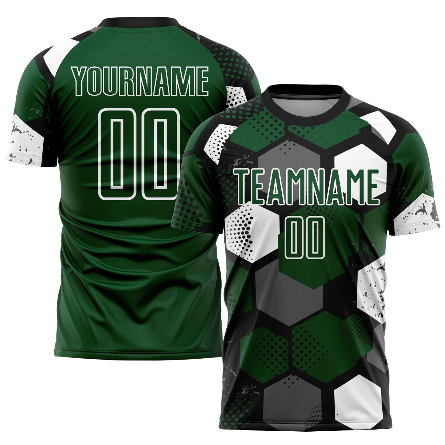 Custom Name and Number Soccer Jersey for Team - Personalized Green and Black-White Sublimation Uniform Personalized Green