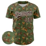 Custom Name and Number Leopard & Hawaii Palm Leaves Baseball Jersey - Personalized 3D Pattern Design in Green, Brown & White