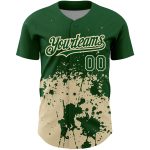 Custom Name and Number Baseball Jersey - Personalized Green City Cream 3D Abstract Splash Grunge Art Design Personalized