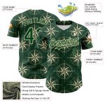 Custom Baseball Jersey with 3D Green City Compass Pattern - Personalized Name and Number Design Personalized Green City Cream